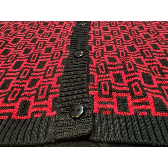 Westbound Sweater Cardigan Womens Small Black Red Geometric Knit‎ Retro Y2K NEW - Picture 4 of 7